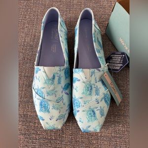 Limited Edition TOMS Classic Alpargata Blue Sea Turtle Slip On Shoes